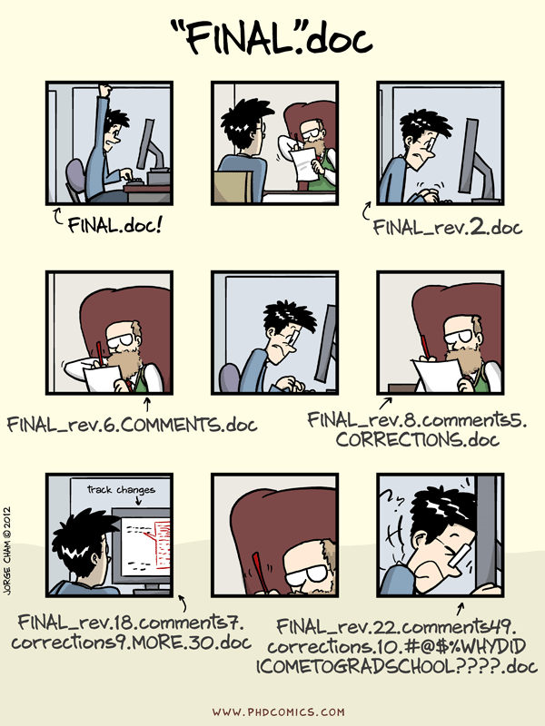 PhD Comics: "FINAL".doc (c) 2012 Jorge Charm