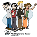 As personagens do PhD Comics. Imagem da autoria de Jorge Cham